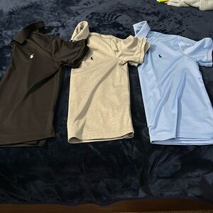 Polo Ralph Lauren Size Large 3 polos Blue, Black, and Grey. Performace Material